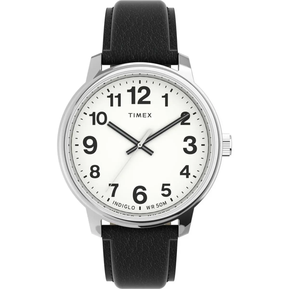 Men`s Easy Reader Bold 43mm Watch – 43mm Black/Silver-Tone/White/43mm by Timex
