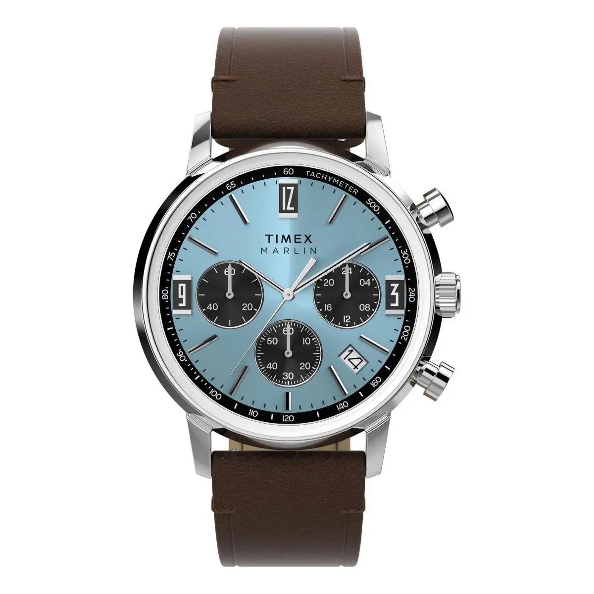 Marlin Chronograph Tachymeter 40mm Leather Strap Watch TW2Y66600 by Timex