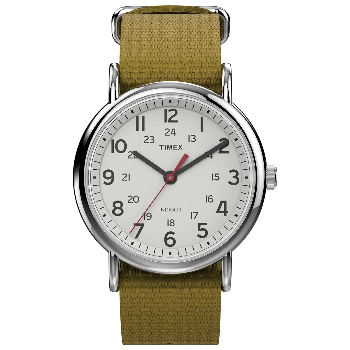 Unisex Weekender 38mm Watch – Silver-tone Case White Green/chrome/white by Timex