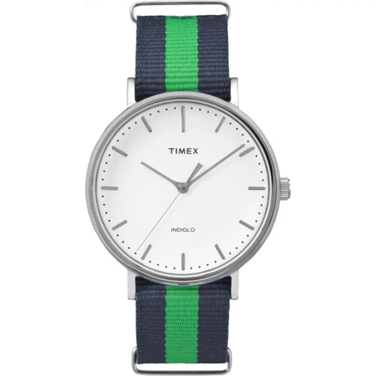 Timex `weekender Fairfield` Quartz Brass and Nylon Unisex Blue/green Stripe - Blue, Green, Quartz