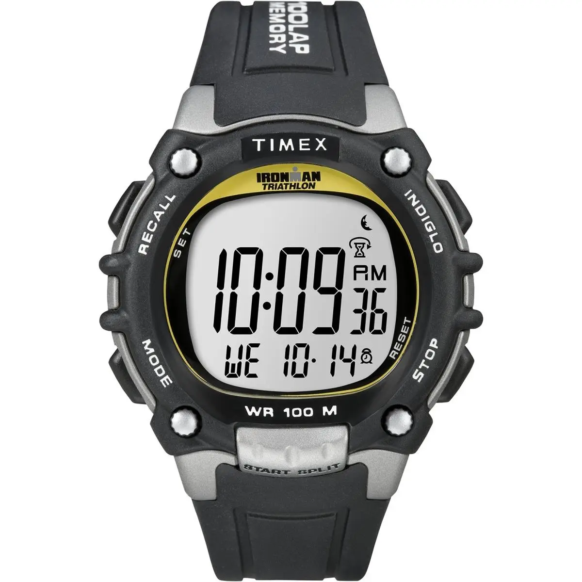 Men`s Ironman Triathlon Classic 100 44mm Watch – One Size Black/yellow by Timex