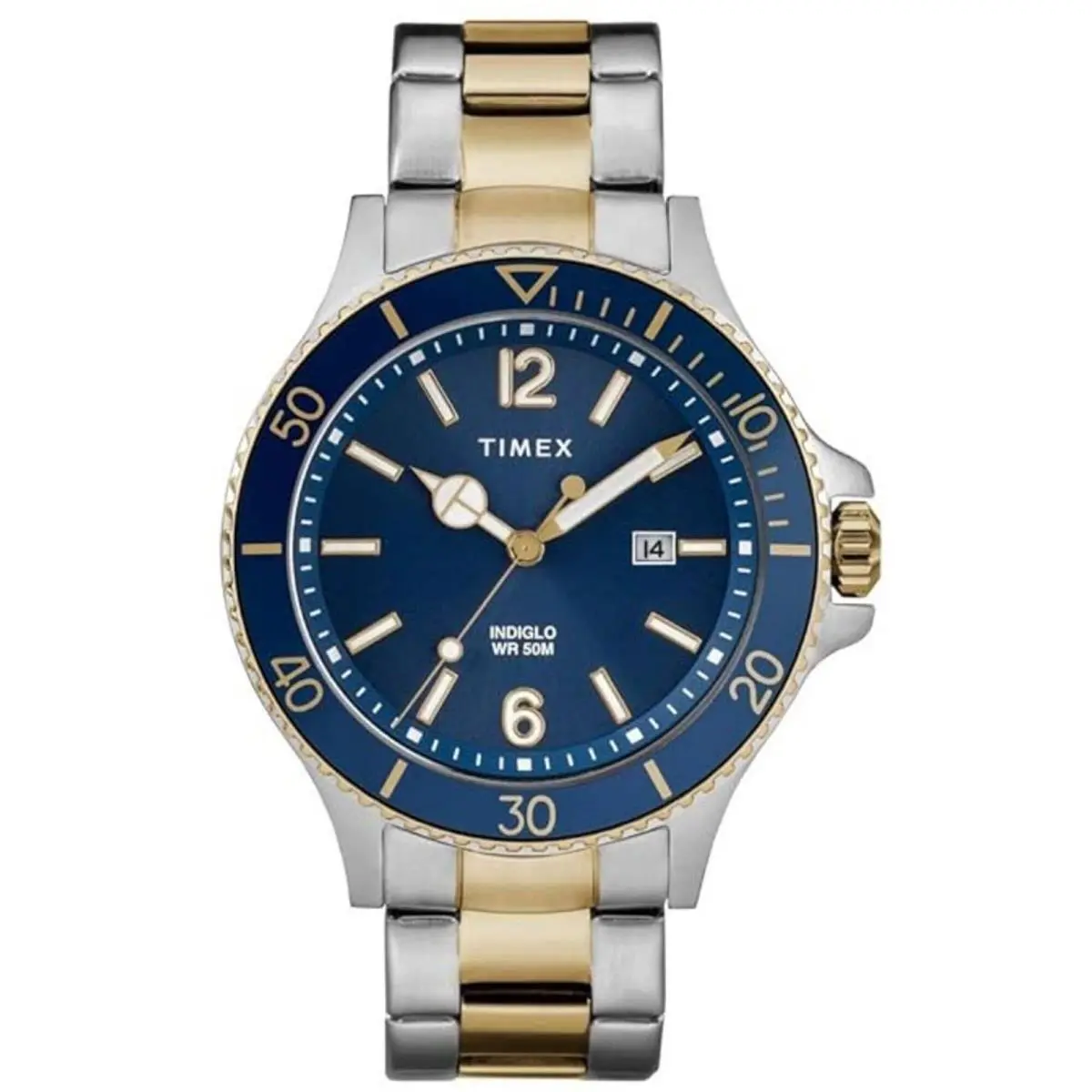Men`s Watch Harborside Quartz Blue Dial Two Tone Bracelet TW2R64700JT by Timex