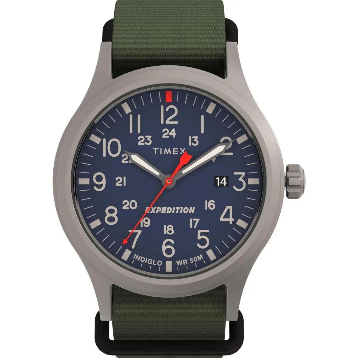 Men`s Expedition Scout 40mm Watch - Green Strap Blue Dial by Timex