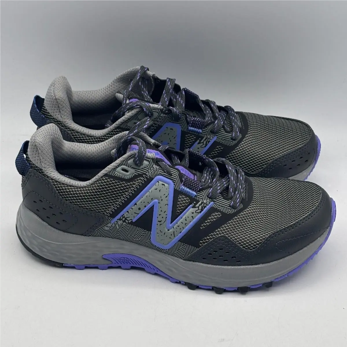 New Balance 410v8 Trail Running Shoes Womens Size 6 Grey Blue AT Tread WT410LQ8