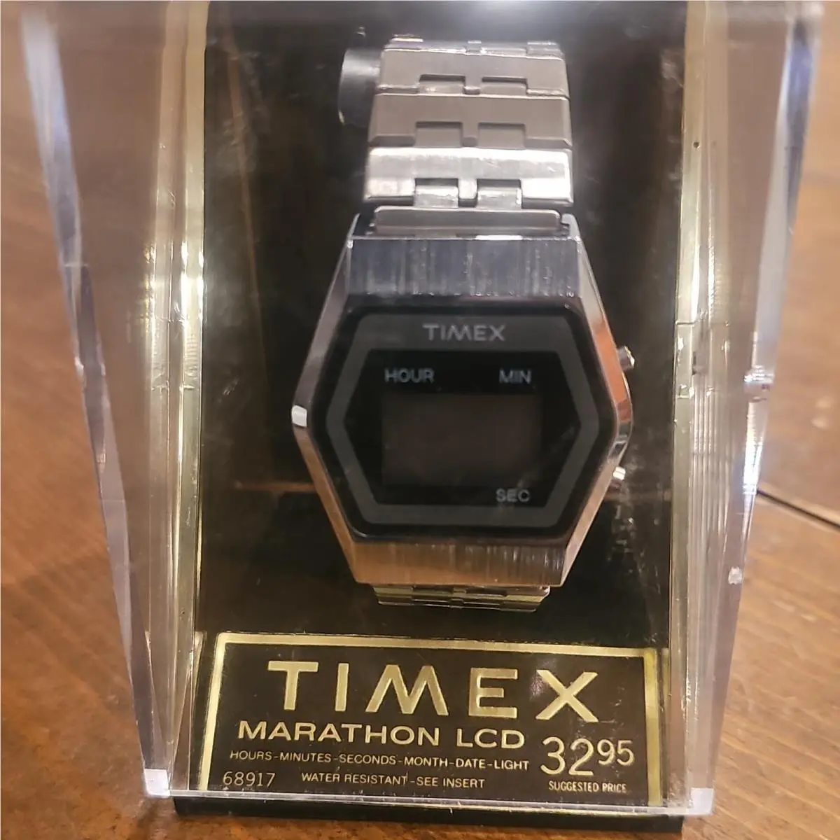 Vintage Timex Marathon Lcd Digital Watch 68917 Nos Box Store Display Retro