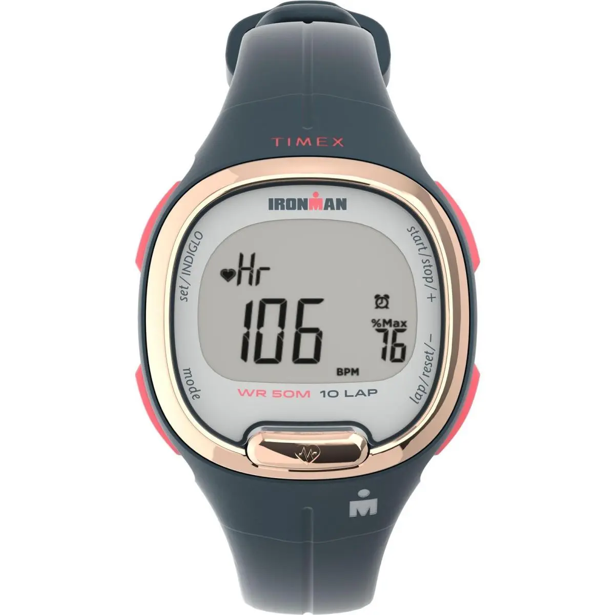 Ironman Triathlon Transit+ Watch with 8 Inches Navy/rose Gold-tone by Timex