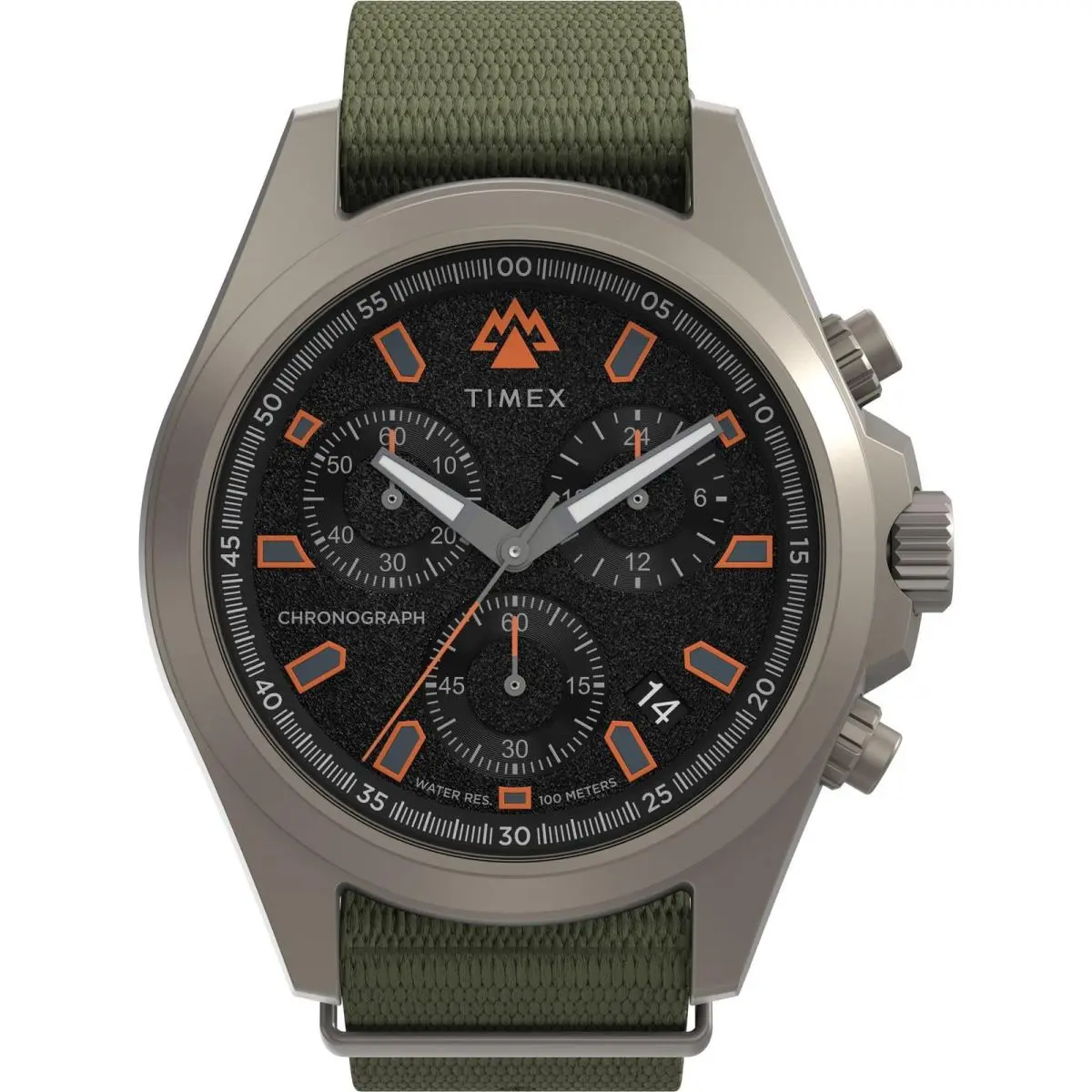 Men`s Expedition Field Chronograph 43mm Watch - Green Strap Black by Timex