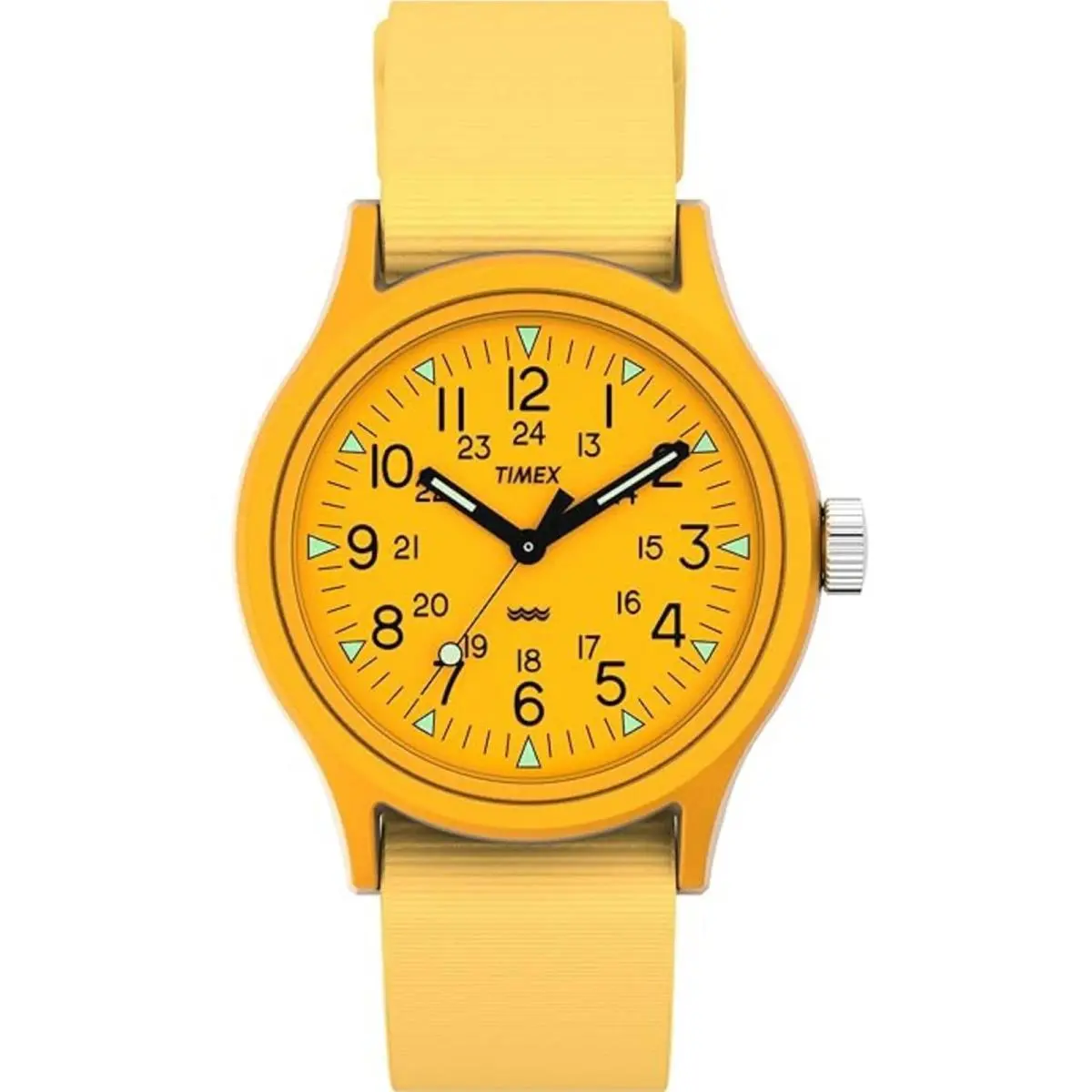 Timex Men`s Watch Mk1 Quartz Yellow Dial Slip-thru Fabric Strap TW2W91200VQ
