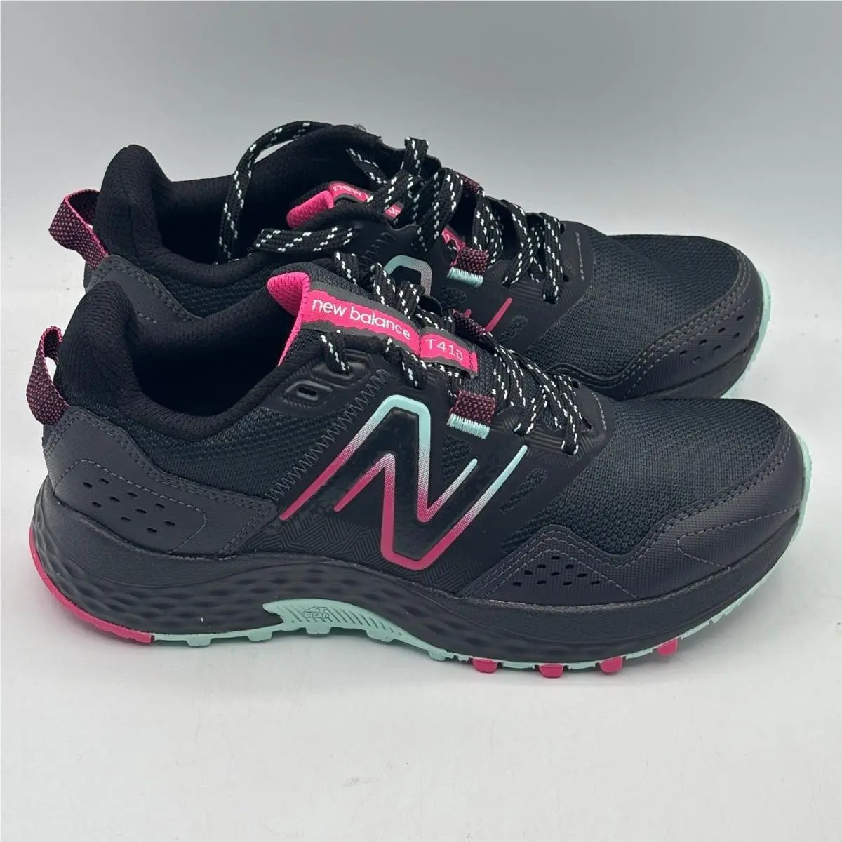 New Balance 410v8 Trail Running Shoes Womens Size 6 Black Pink Mint WT410LC8