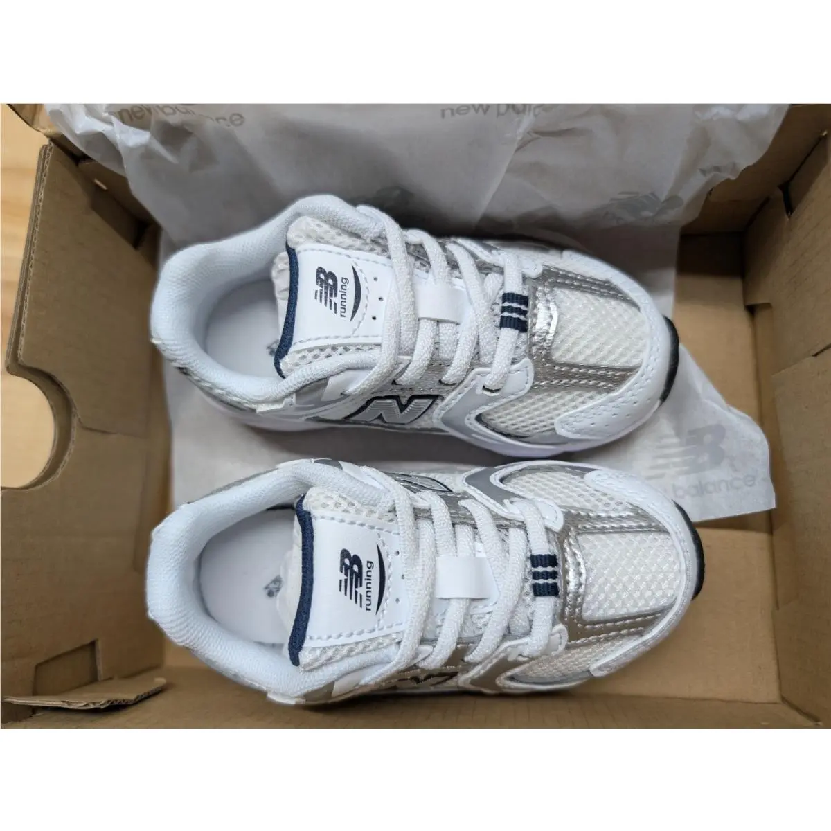 New Balance shoes - New Balance 530 Bungee - Bungee - IZ530SB1 - White, natural indigo, and silver metallic (UPC: 196652590713) 3