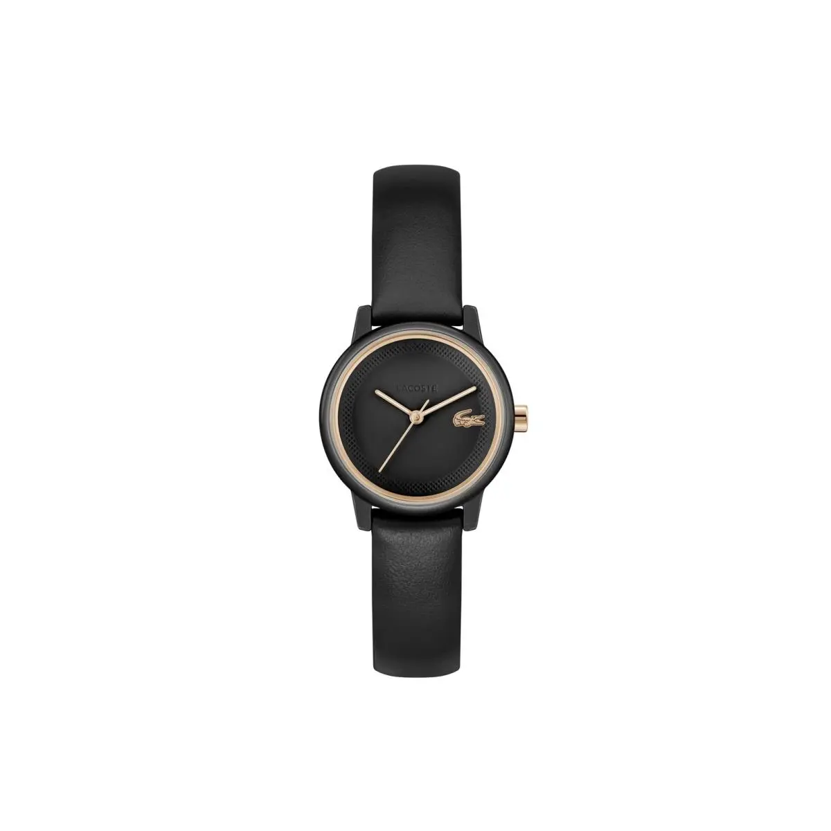 Lacoste.12.12 Swift Women`s 3H Quartz Watch Leather Tamanho Exclusivo Black