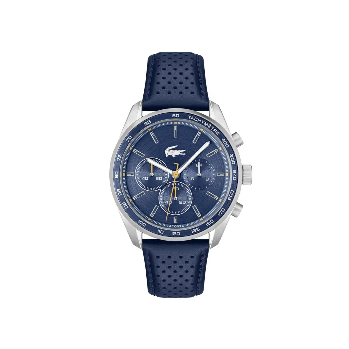 Lacoste Boston Men`s Chronograph Watch Leather One Size Blue/orange