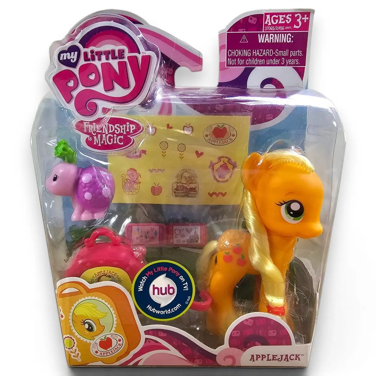 Hasbro My Little Pony Applejack G4 Brushable w/ Suitcase Ladybug Pet Mlp 2011