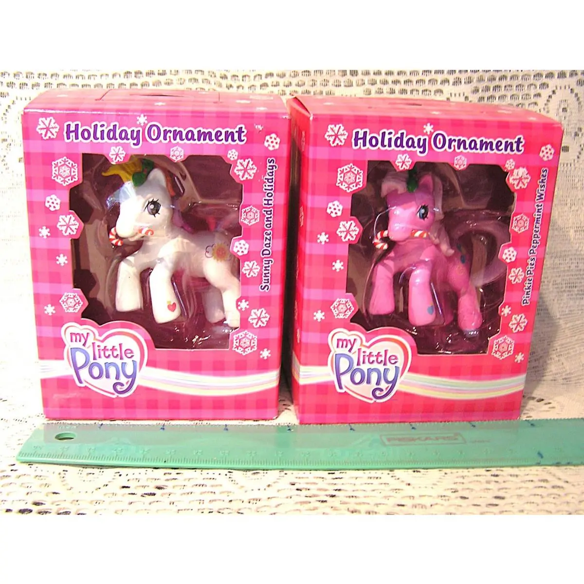 My Little Pony G3 -sunny Daze + Pinkie Pie Christams Ornaments Dated 2004