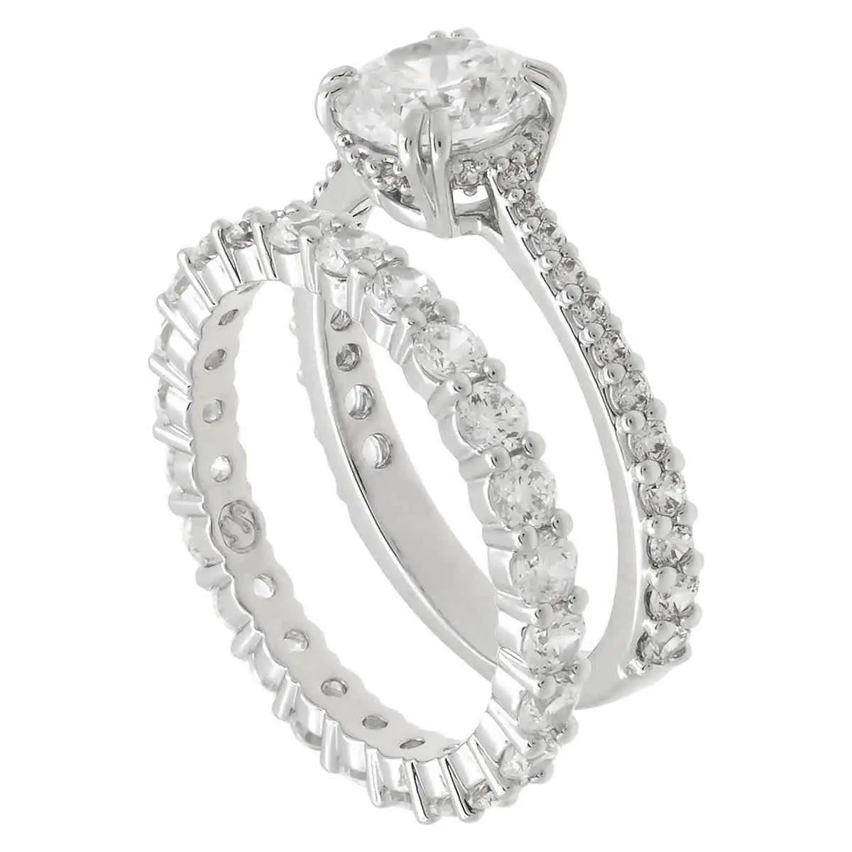 Stilla Rhodium Plated Ring Set 2 by Swarovski