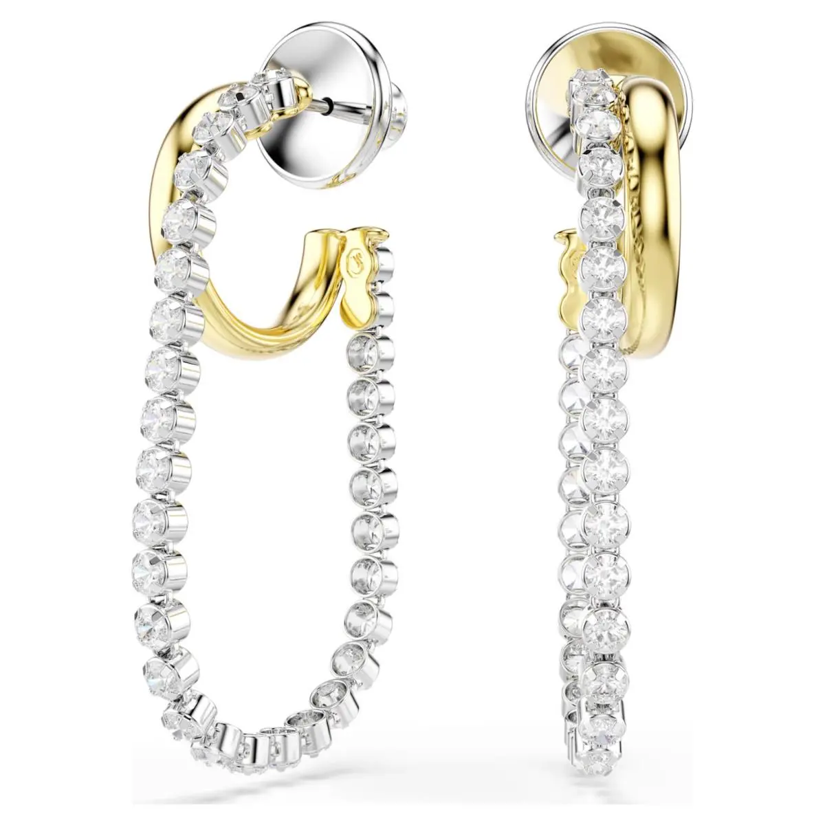 Swarovski Hyperbola Earrings Round Cut White Mixed Metal Finish 5749366