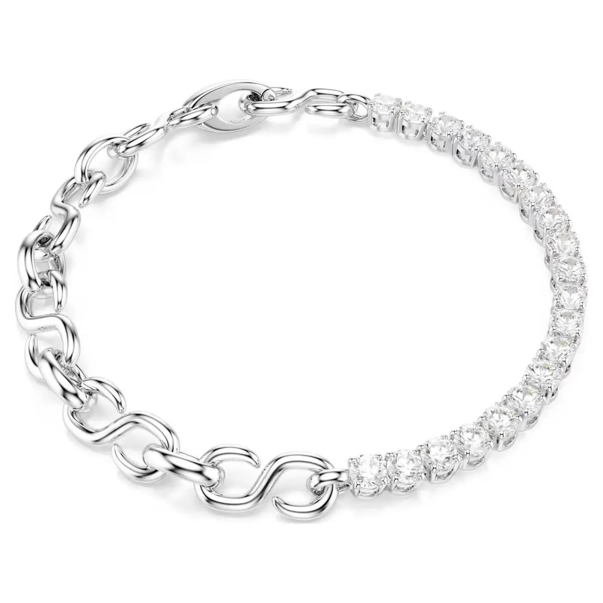 Zirconia Matrix Bracelet Round Cut White Rhodium Plated 5753926 by Swarovski