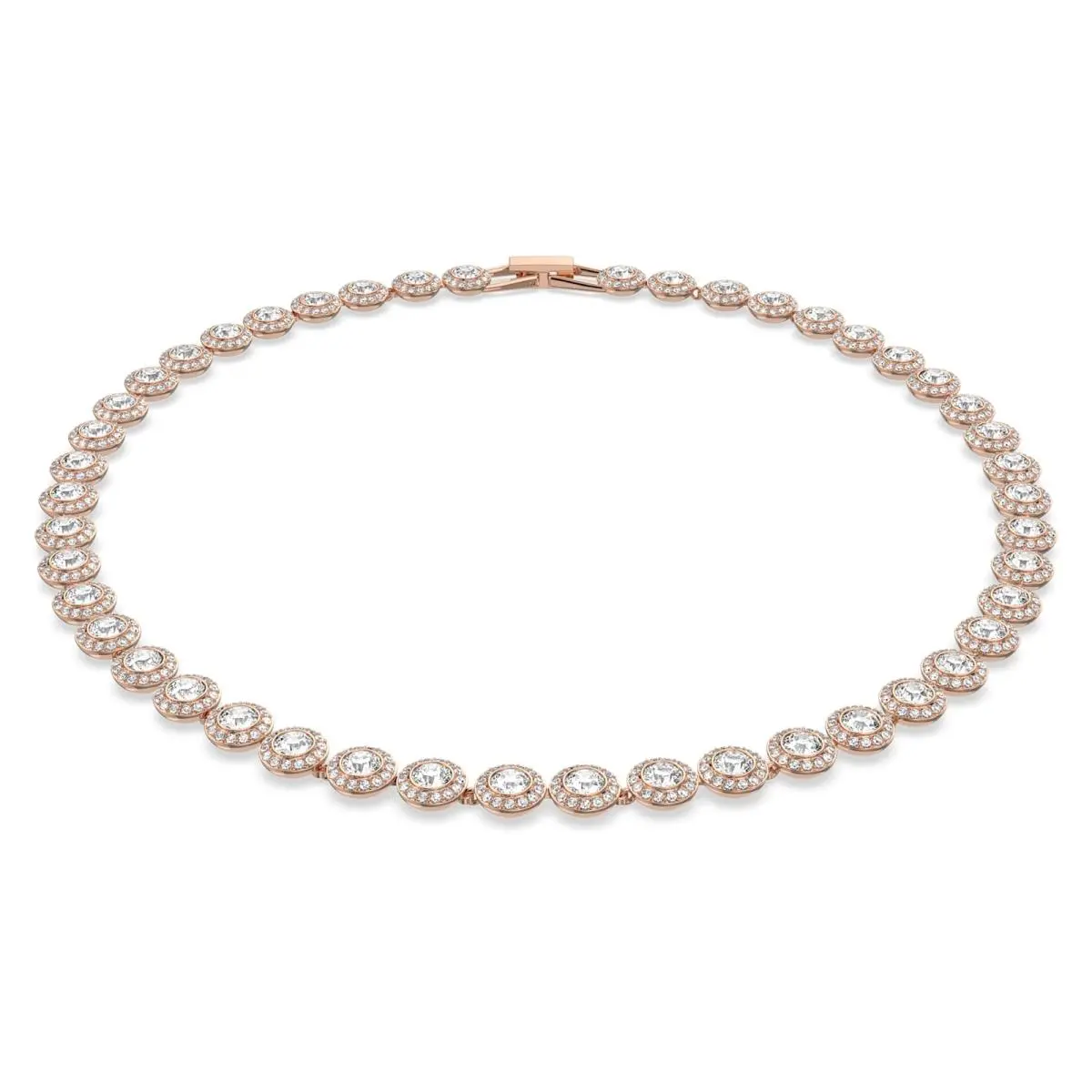 Una Angelic Tennis Necklace Round Cut White Rose Gold-tone Plated by Swarovski