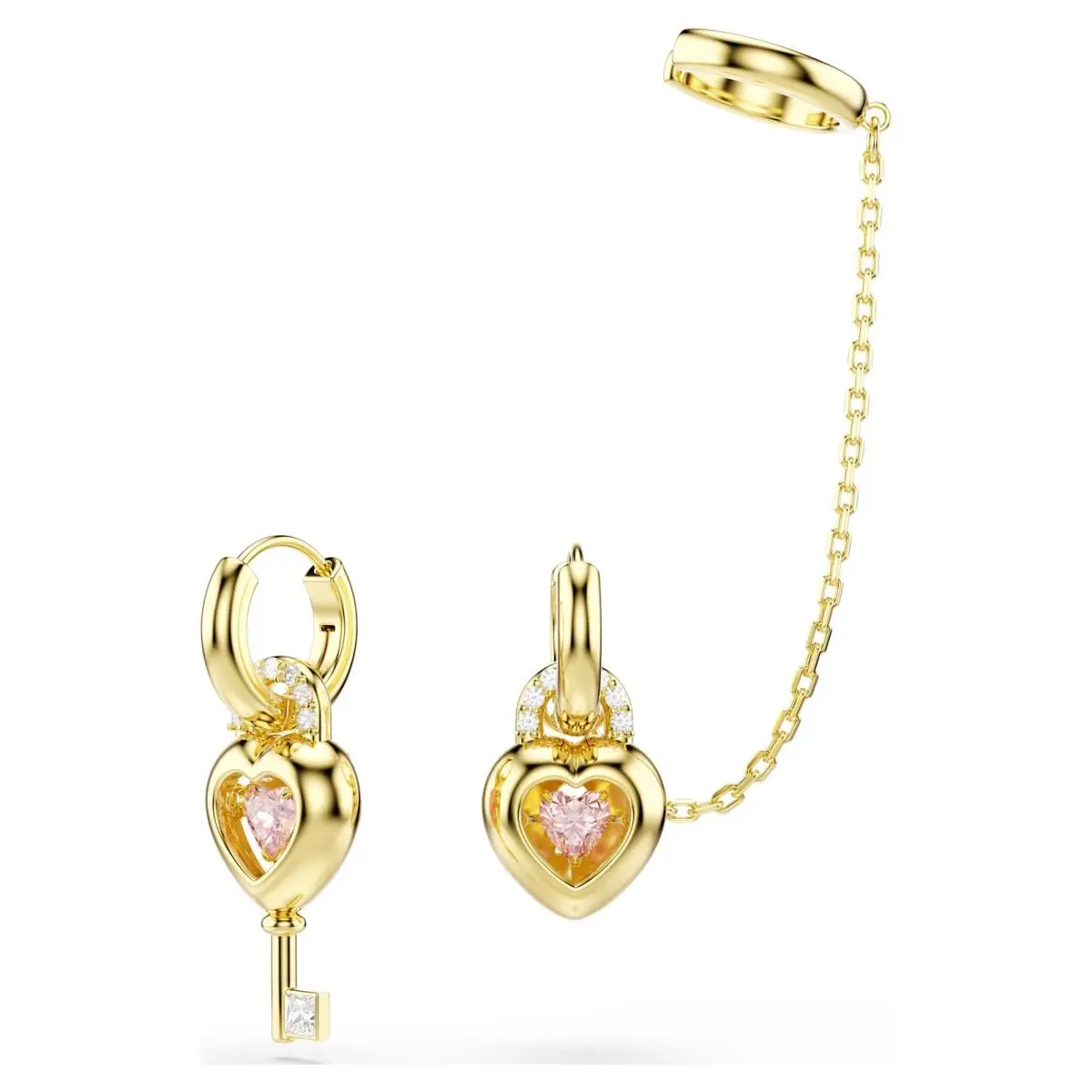 Swarovski Idyllia Drop Earrings with Ear Cuff Heart with Key Gold-tone 5737294
