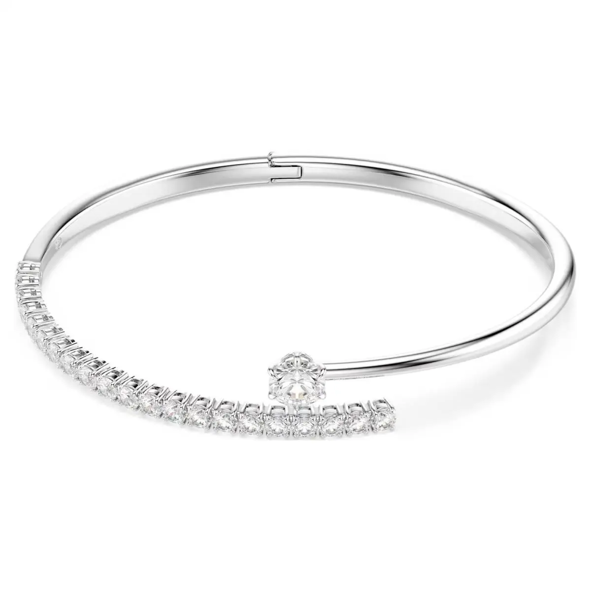 Matrix Bangle Round Cut White Rhodium Plated 5753571 Size M by Swarovski