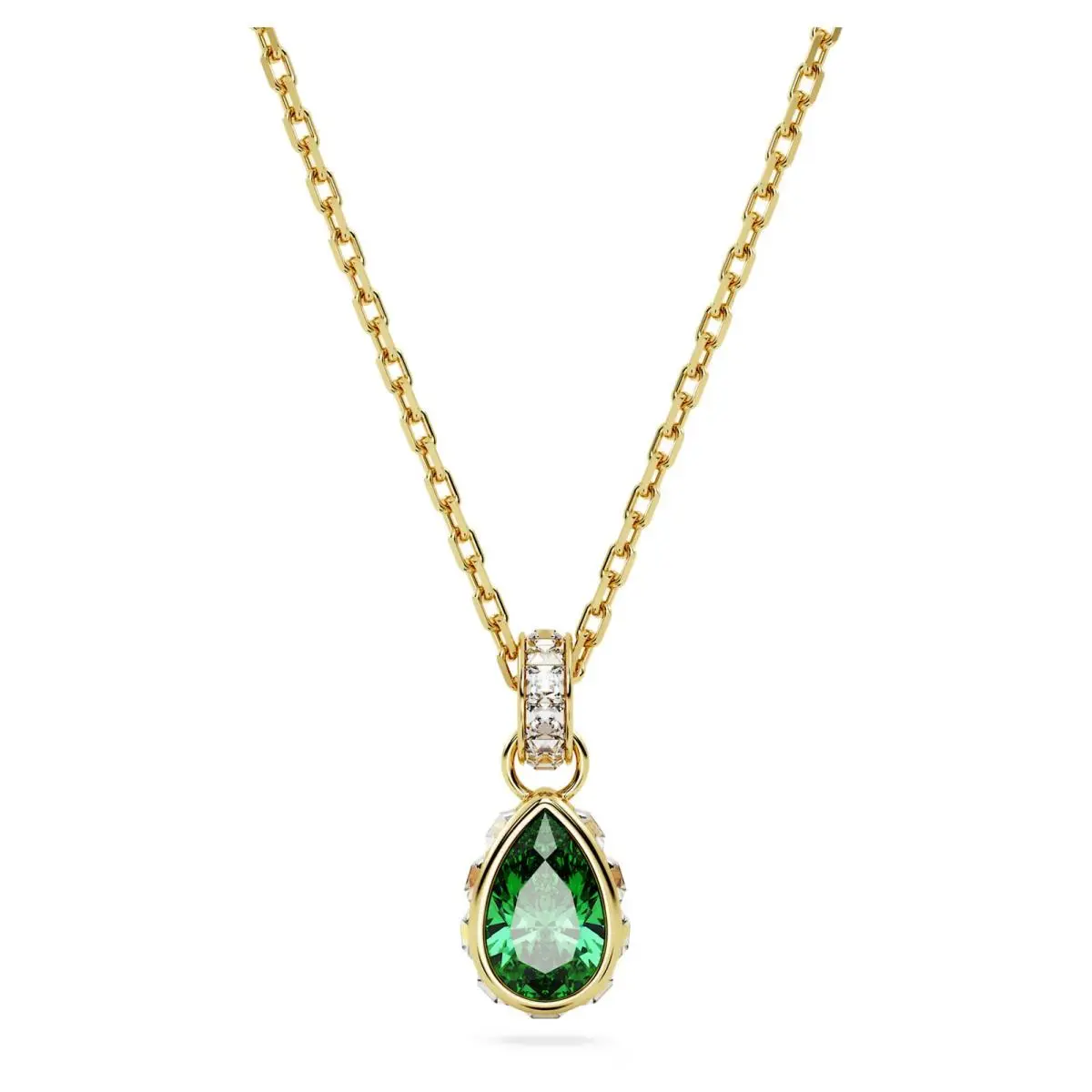 Chroma Pendant - Pear Cut - Green - Gold-tone Plated 5648751 by Swarovski