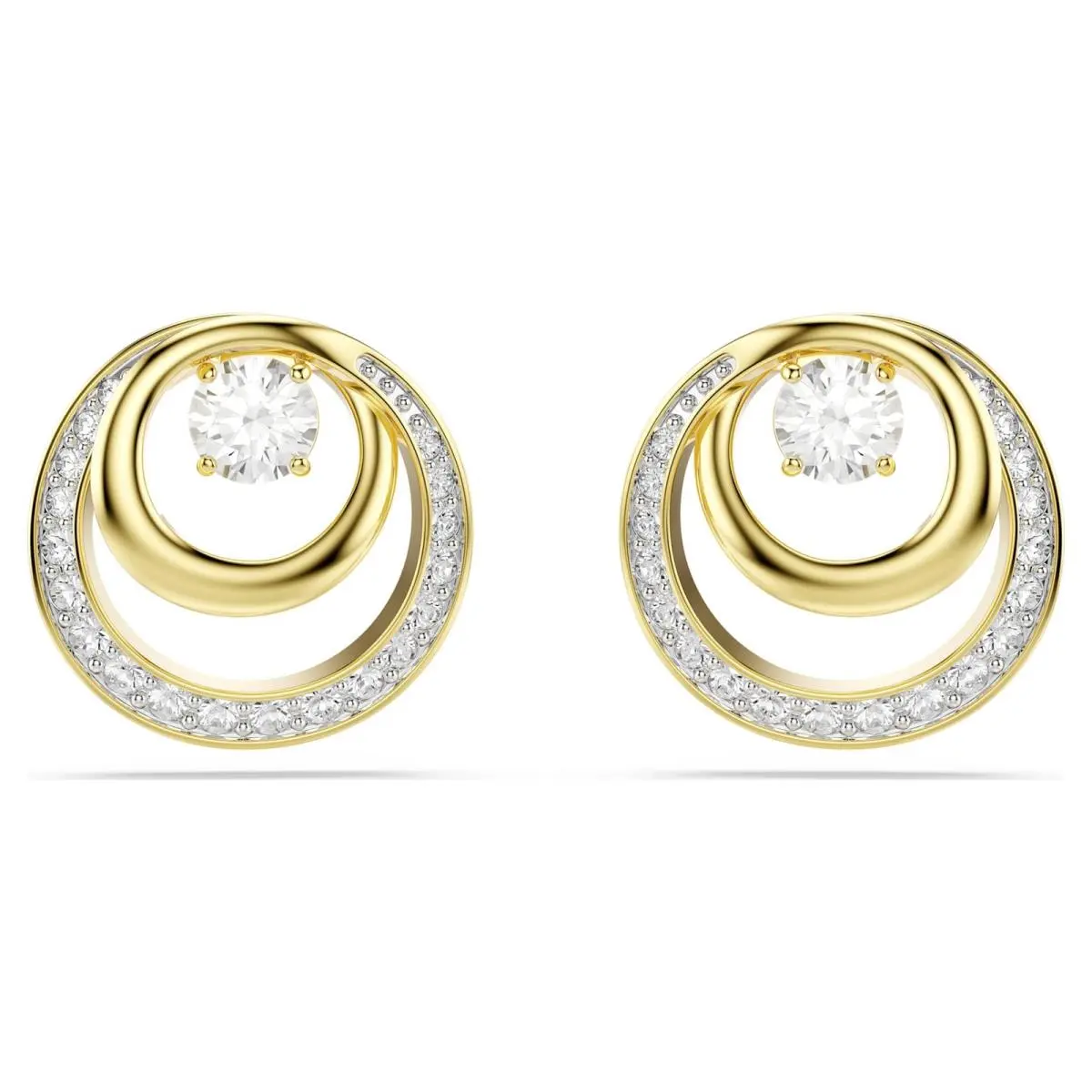 Hyperbola Stud Earrings Round Cut White Gold-tone Plated 5740407 by Swarovski
