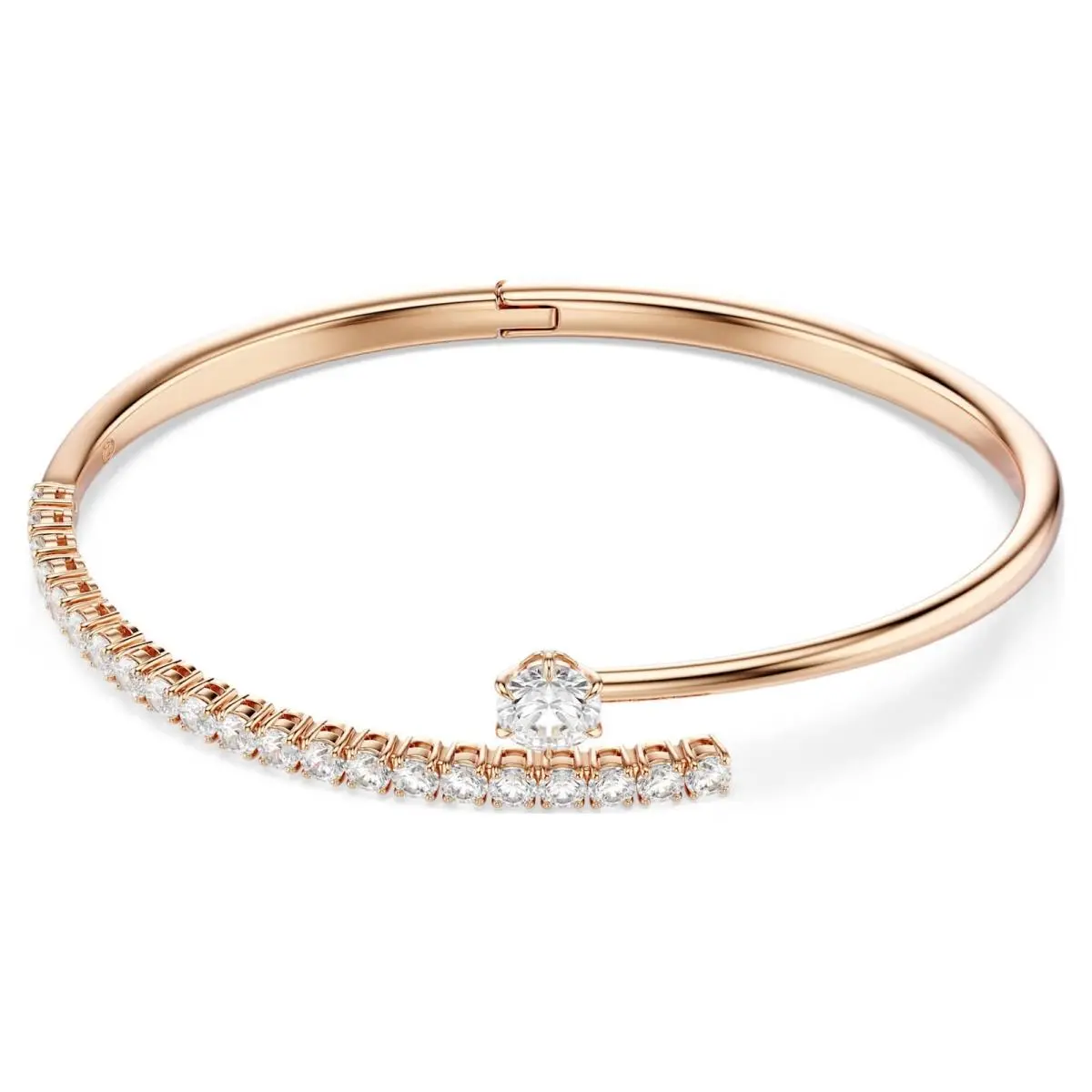Swarovski Matrix Bangle Round Cut White 18K Rose Gold Finish 5763819 Size M