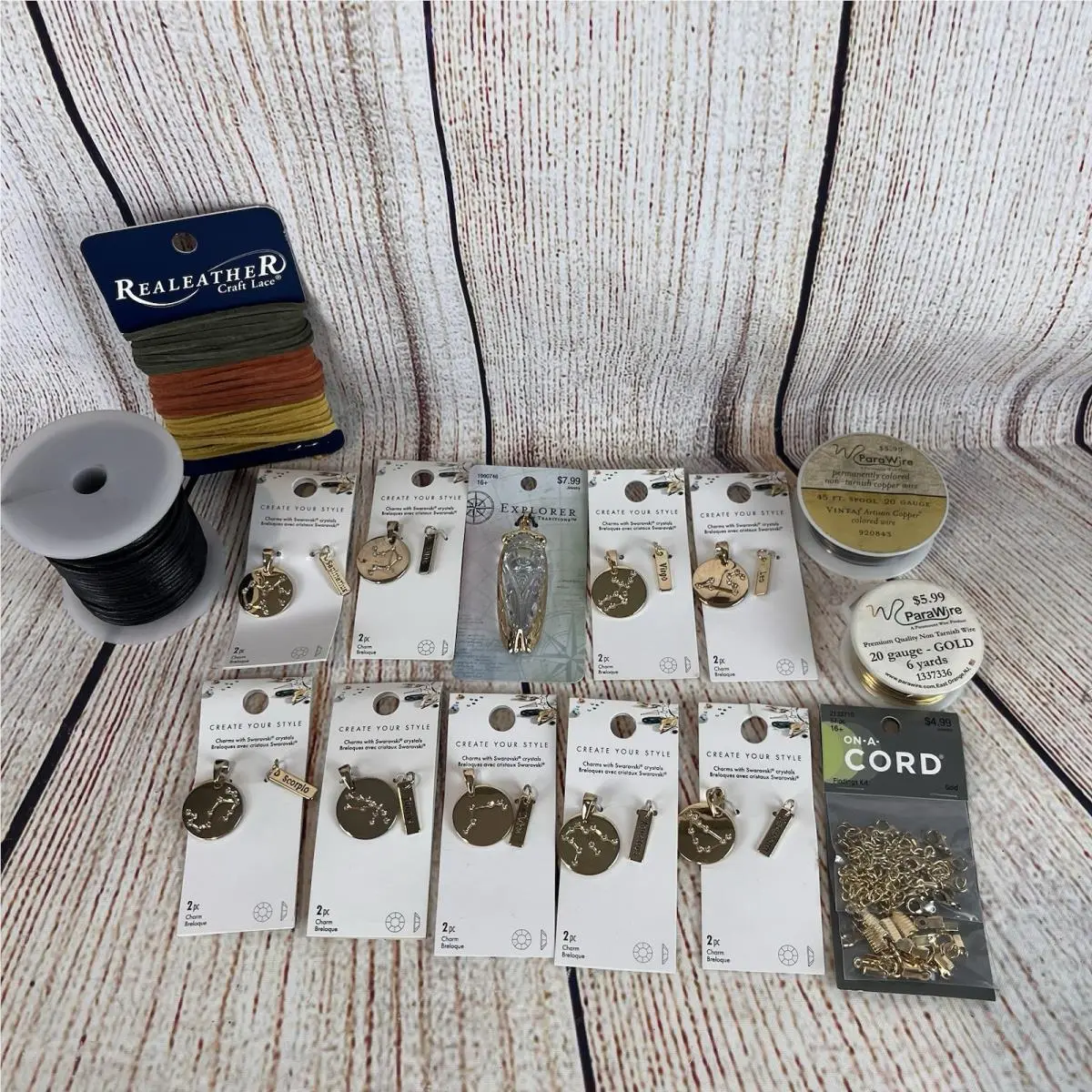 Crystal Zodiac Charm Set Gold Tone Lot Jewelry Making Supply by Swarovski