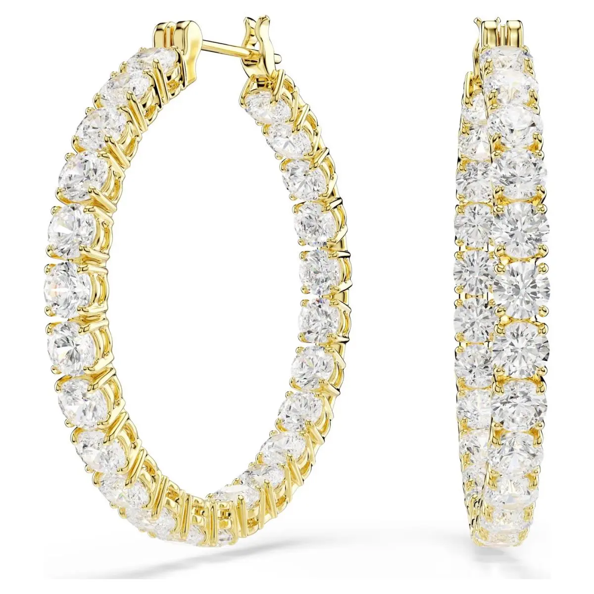 Matrix Hoop Earrings Round Cut White Gold-tone Plated 5750620 by Swarovski