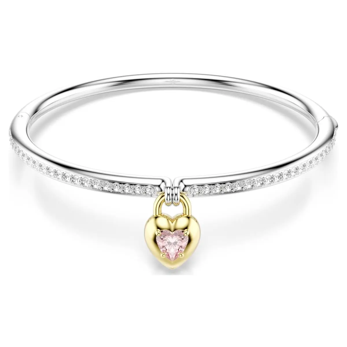 Swarovski Idyllia Bangle Mixed Cuts Heart Pink Mixed Metal Finish Size M