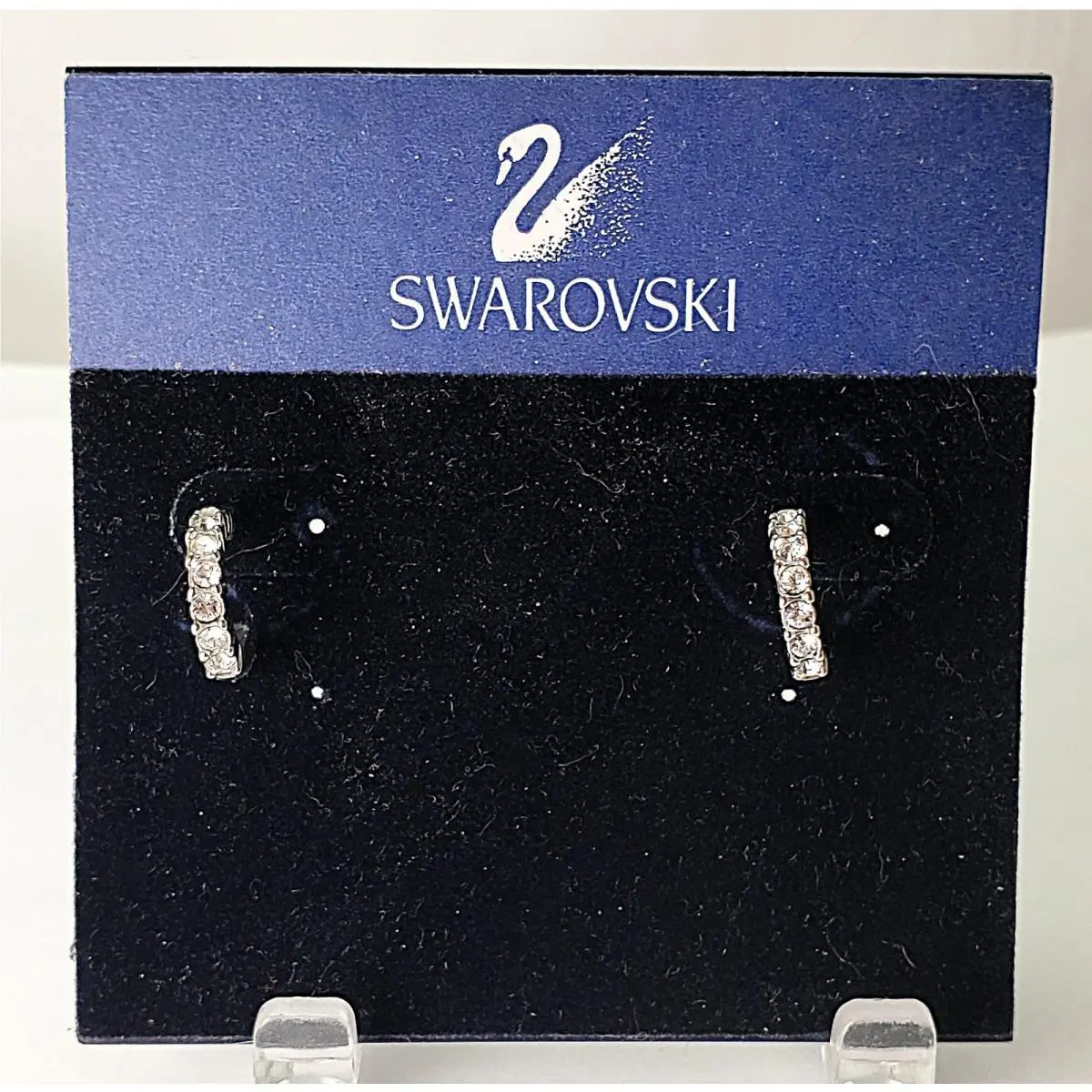 Crystal Huggie Hoops Pierced Earrings + 14K Solid Gold Posts Vtg Y2K by Swarovski