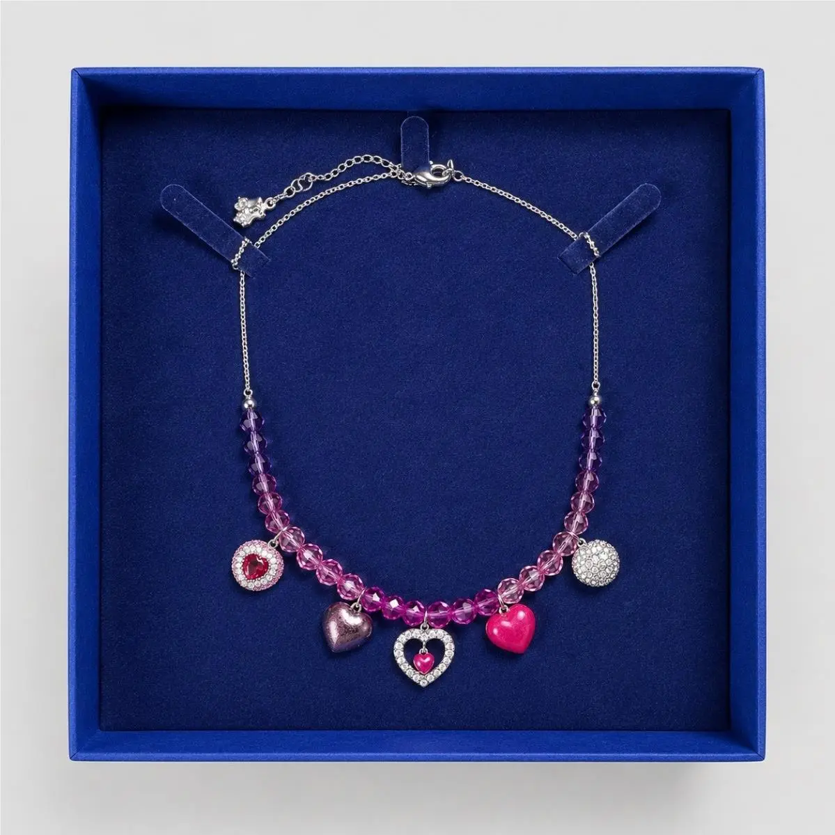 Starlet Necklace 1160545 Pink Purple Heart Charm Crystal Silver Tone by Swarovski