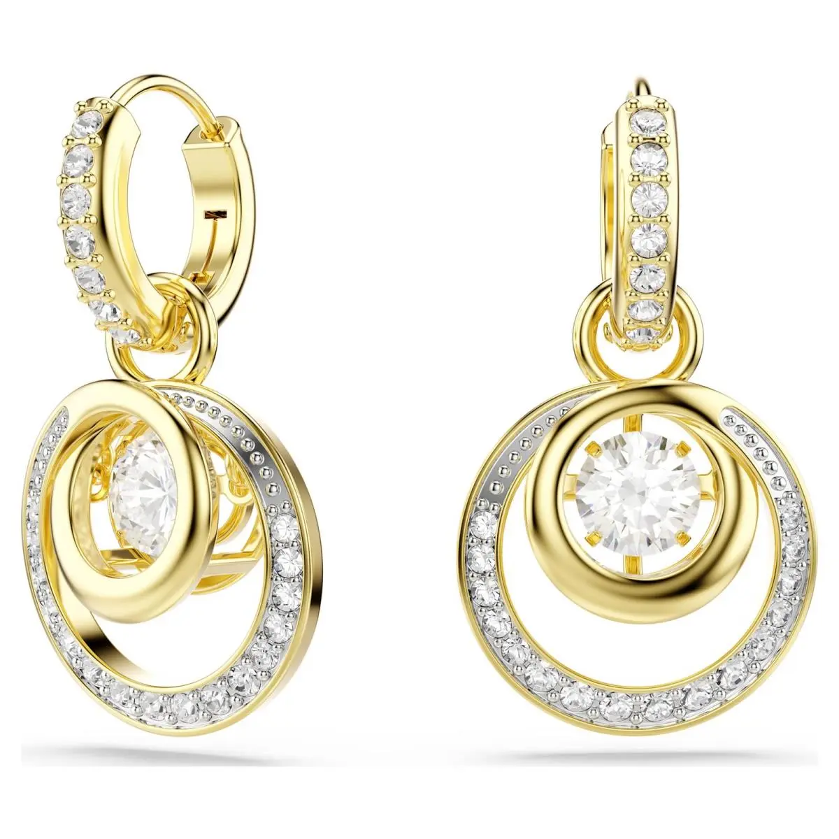 Swarovski Hyperbola Drop Earrings Round Cut White Gold-tone Plated 5738249