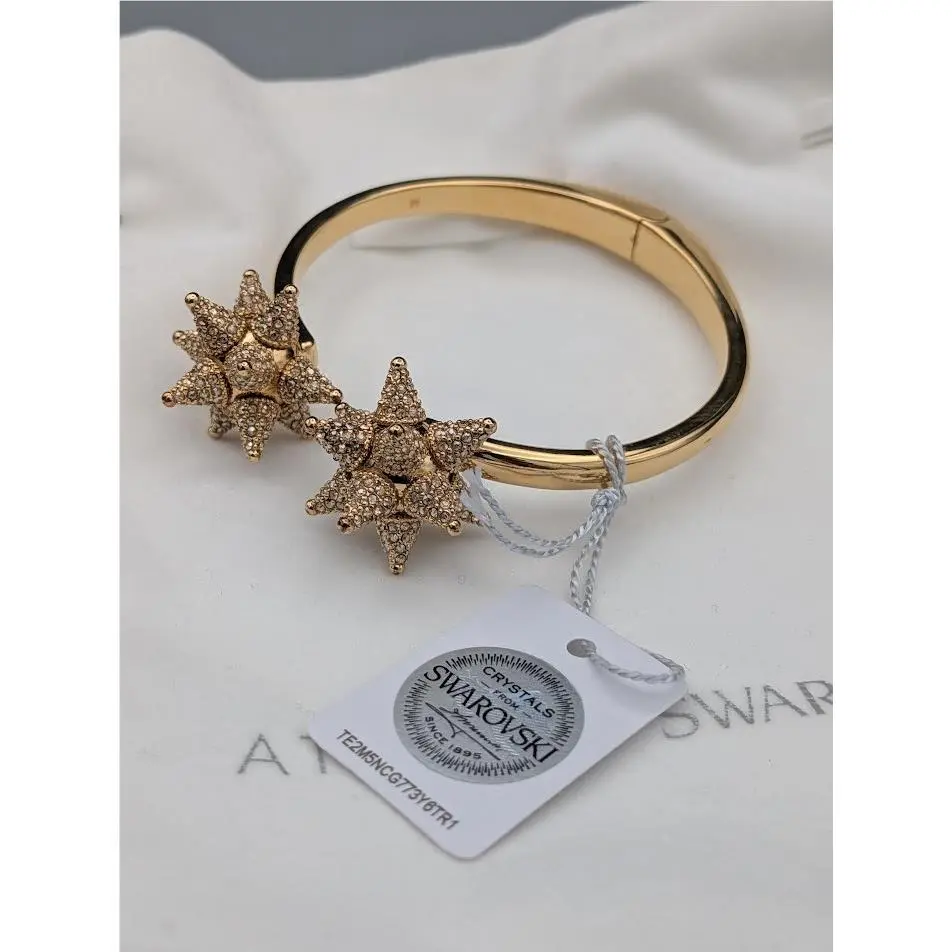 Atelier Swarovski Core Collection Kalix Hinged Gold Plated Cuff Bracelet