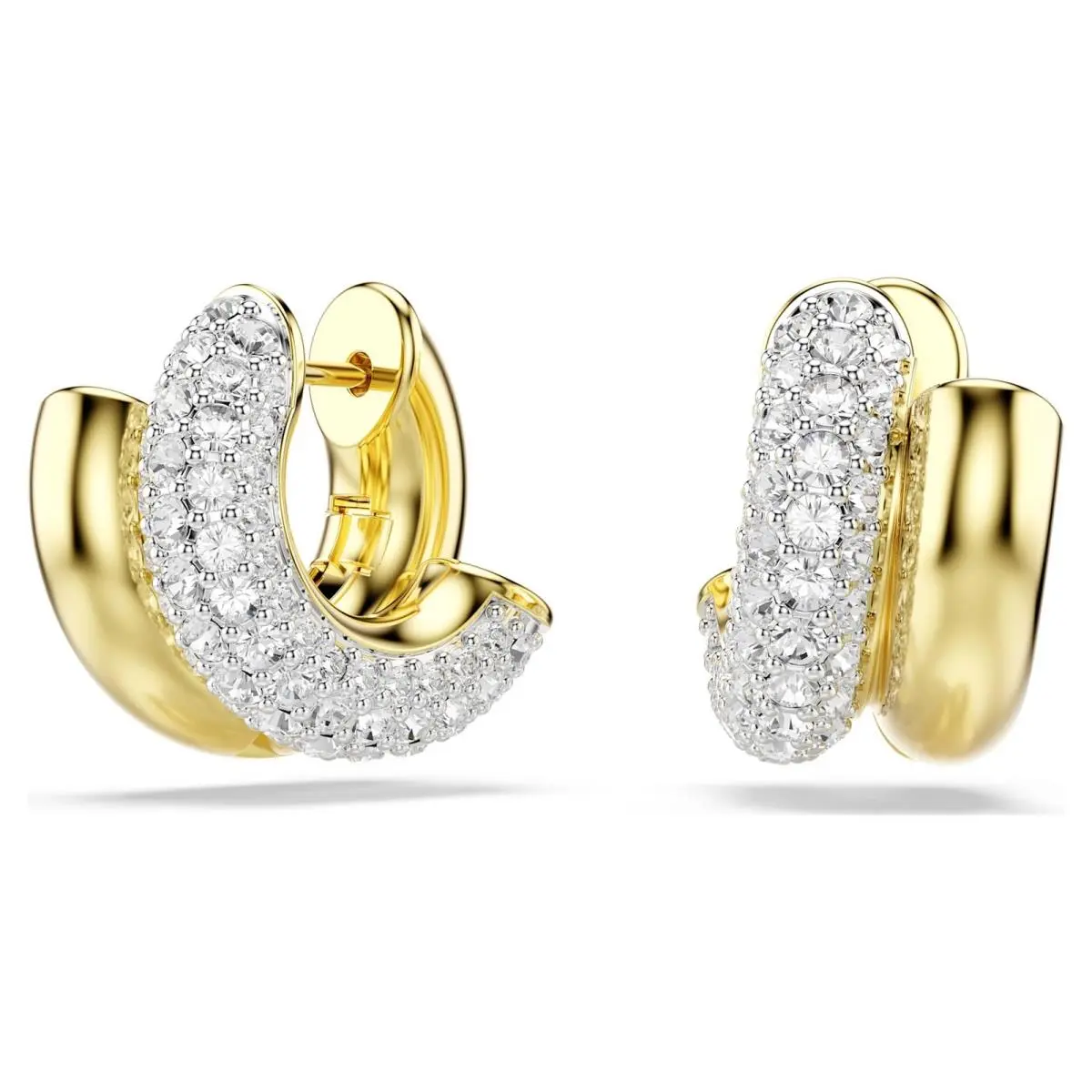 Dextera Hoop Earrings Round Cut Mini White Gold-tone Plated 5740735 by Swarovski