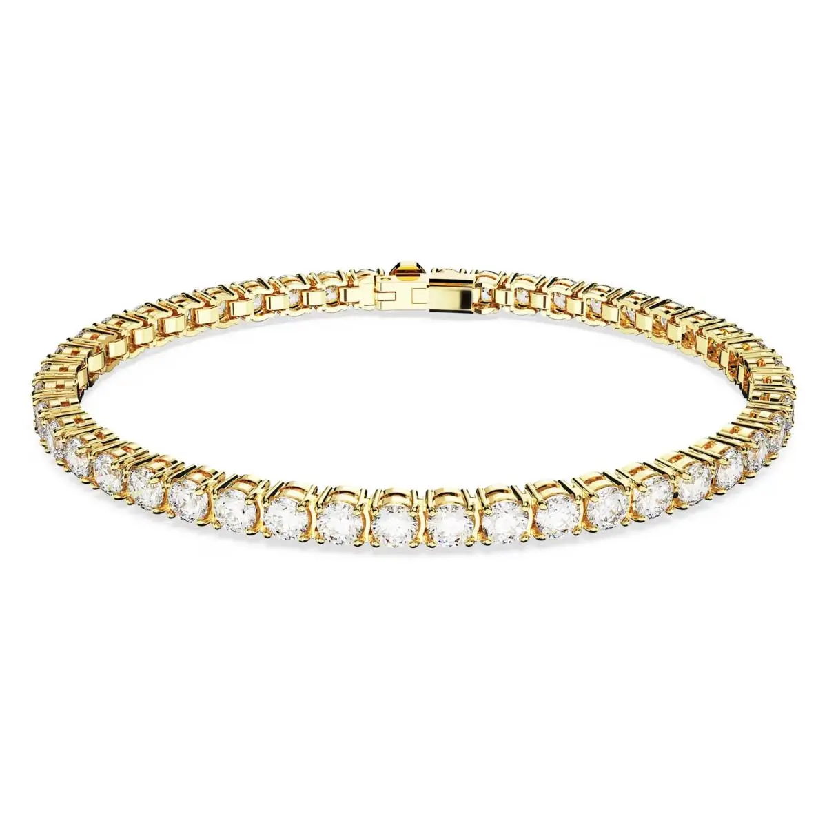 Swarovski Matrix Tennis Bracelet - Round Cut - White - Gold-tone Plated - Large