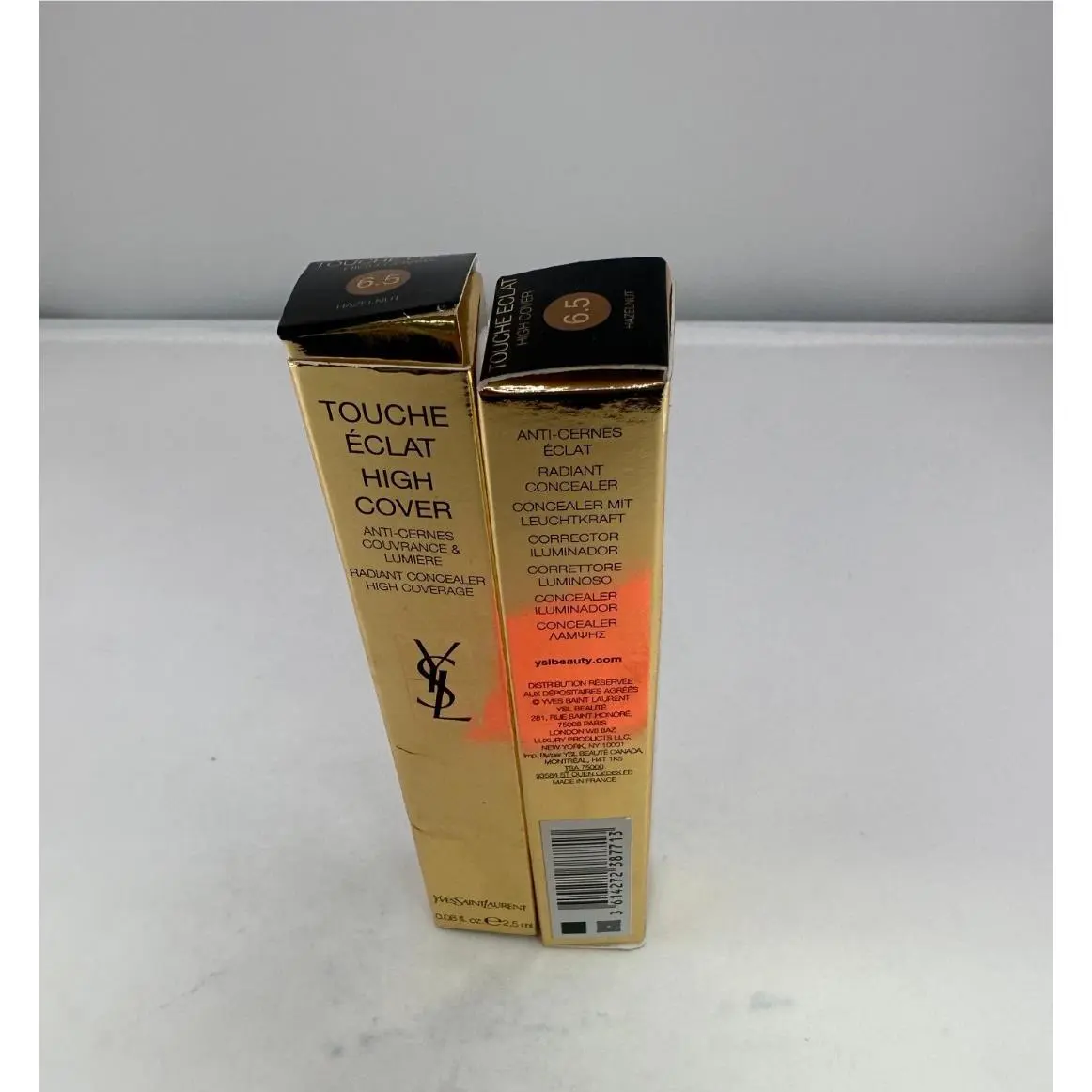 Yves Saint Laurent Ysl Touche Eclat High Cover Radiant Concealer 2.5mL - 6.5 Hazelnut Pack OF 2
