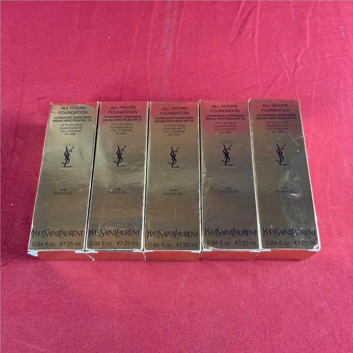 5x Yves Saint Laurent All Hours Foundation Spf 20 - 25ml/0.84oz - B80 Chocolate