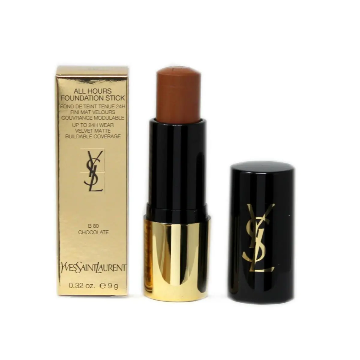 Yves Saint Laurent Ysl All Hours Foundation Stick Upto 24H Wear 0.32OZ. B 80 - Chocolate