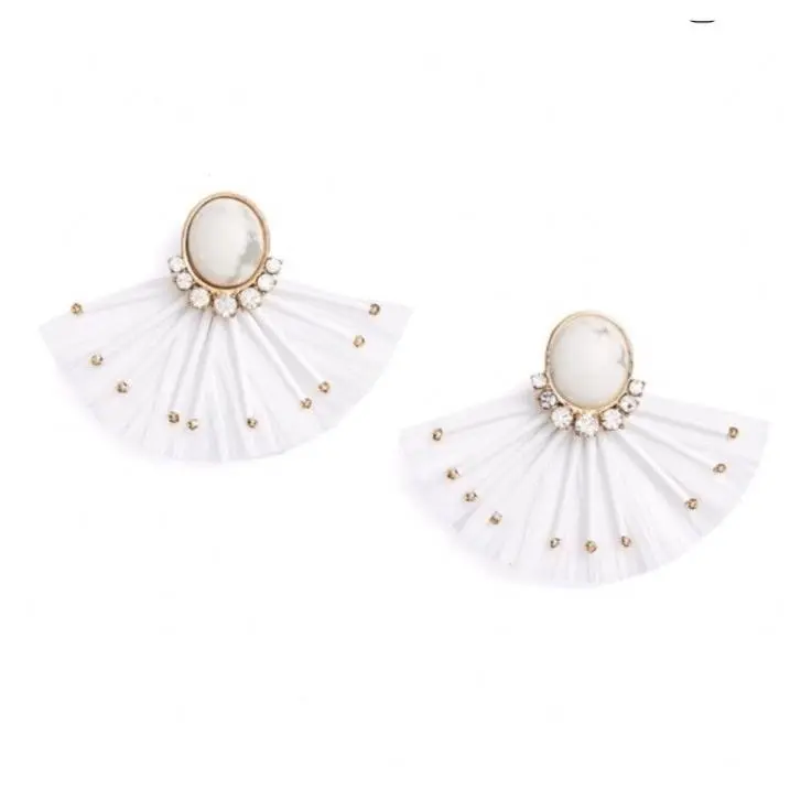 Fiesta Fringe White Earrings by Kate Spade