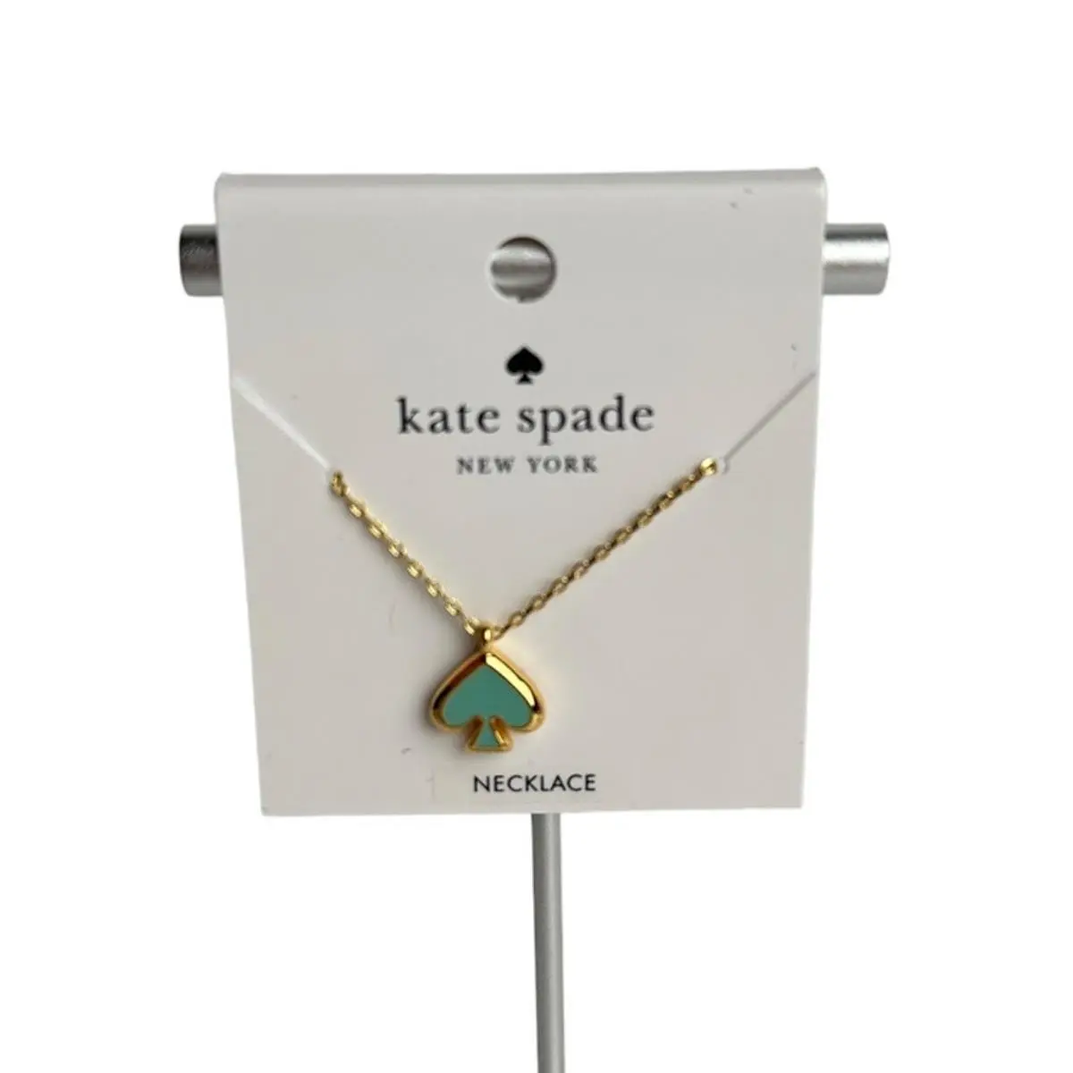 Kate Spade Everyday Spade Enamel Necklace in Crystal Blue and Gold Tone