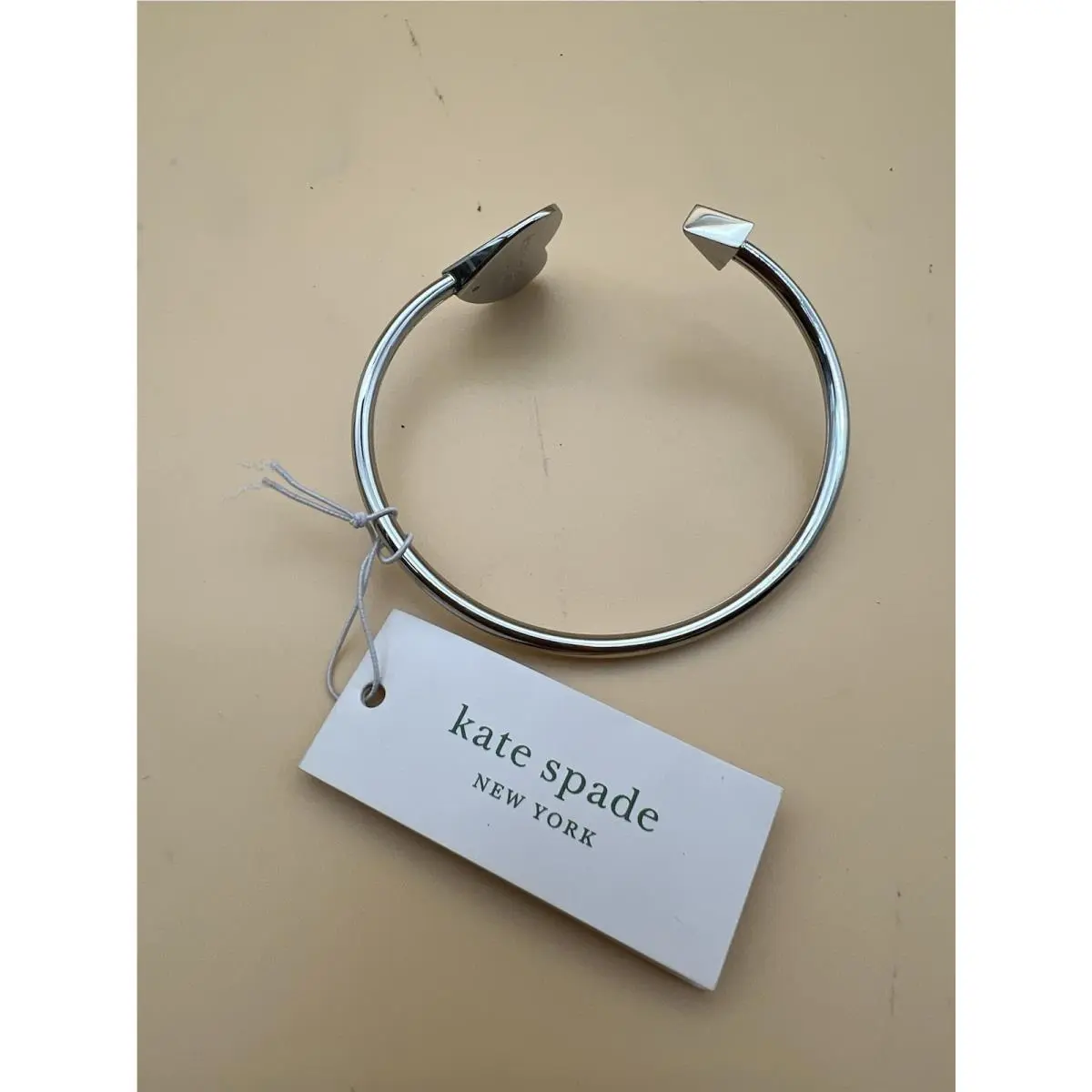 Kate Spade New York Floating Charm Bangle Bracelet Crystal Heart Arrow Silver