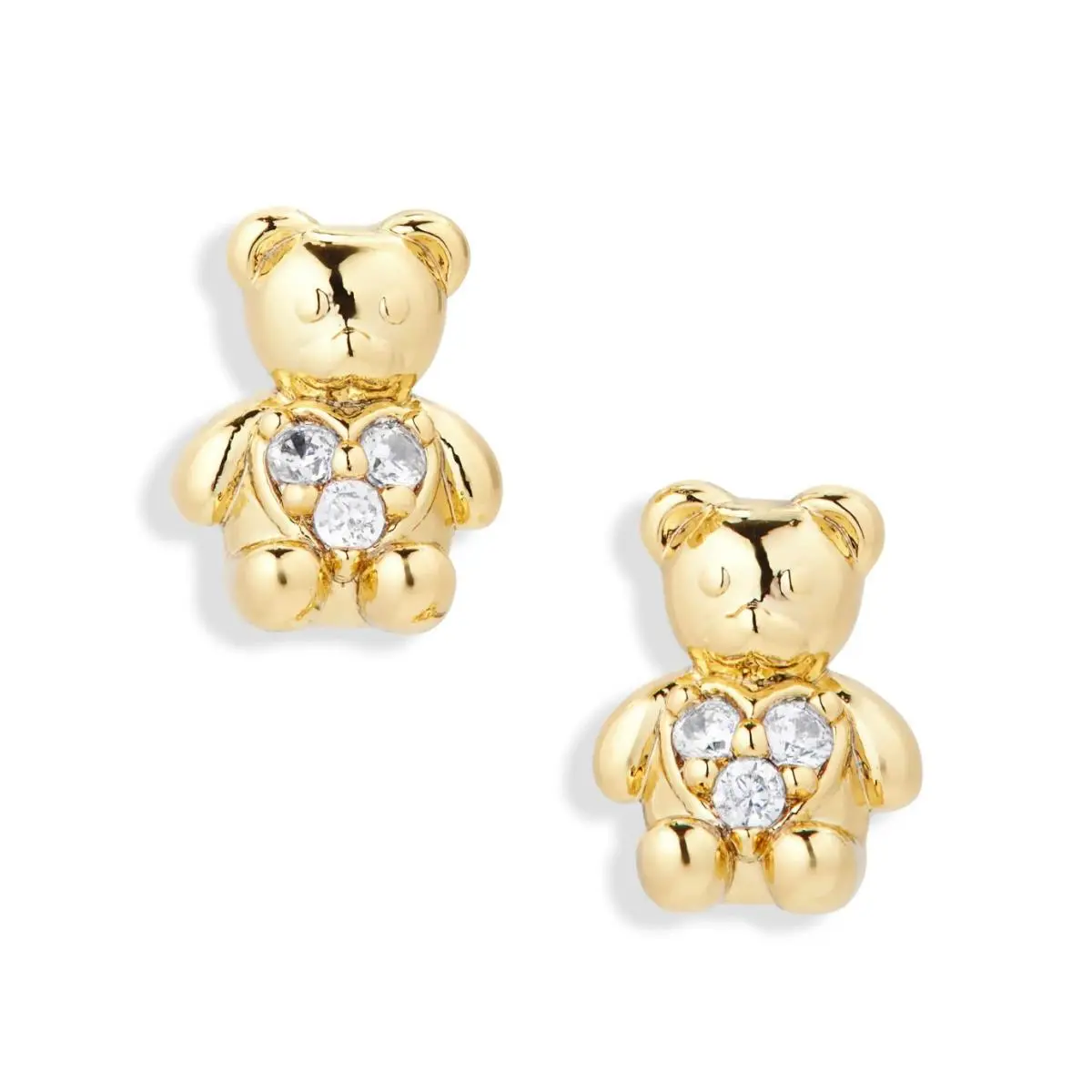 New  Gold Tone Mini Bear CZ Cubic Zirconia Crystals Stud Earrings by Kate Spade
