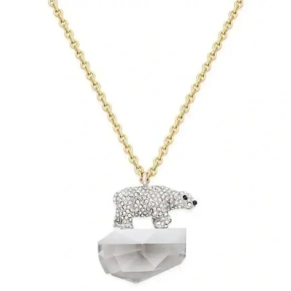 Kate Spade Arctic Friends Polar Bear Pave Crystal Pendant Necklace. Retail