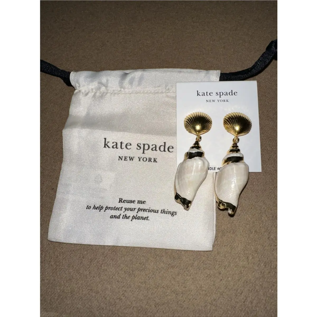 Kate Spade New York Women`s Gold-tone Reef Treasure Shell Drop Earrings