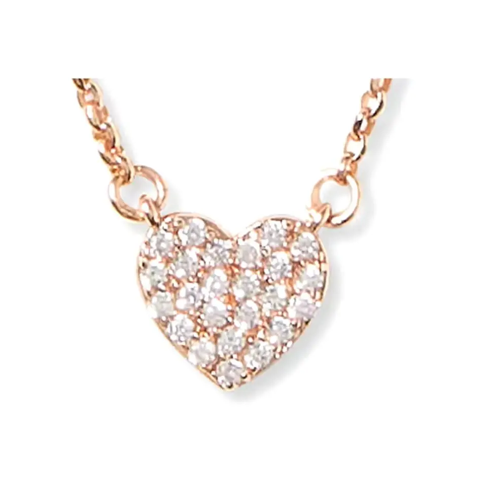Yours Truly Pave Heart Mini Pendant Necklace Rose Gold Zirconia by Kate Spade