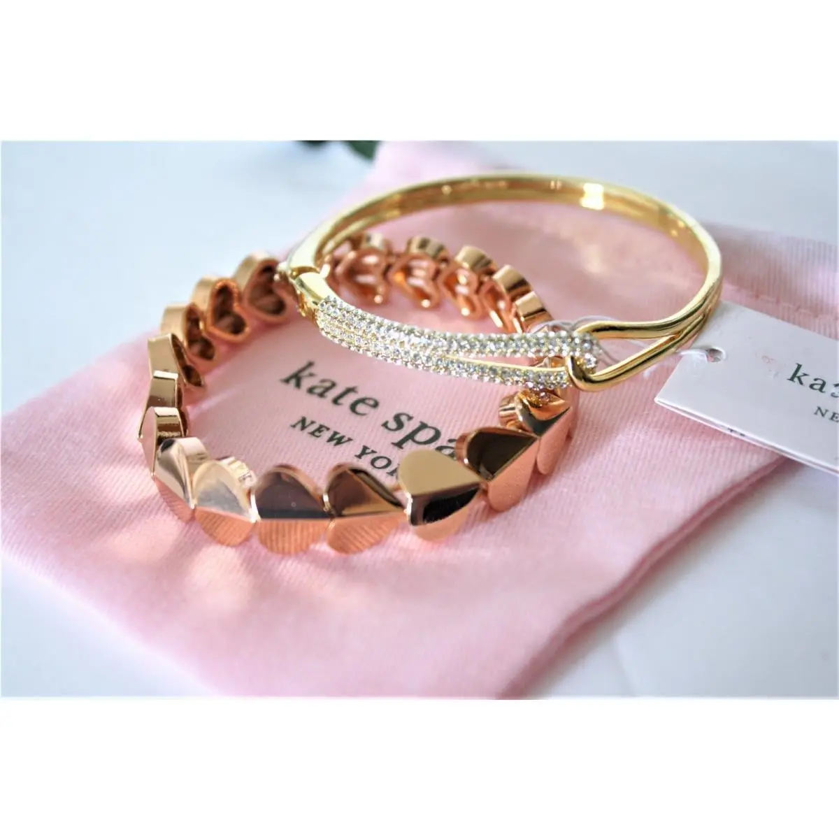 Crystal Hinged and Stretch Hearts Set of Two Bracelets by Kate Spade