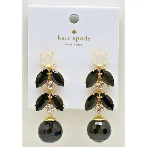 New York Be Bold Drop Earrings Black Goldtone New by Kate Spade