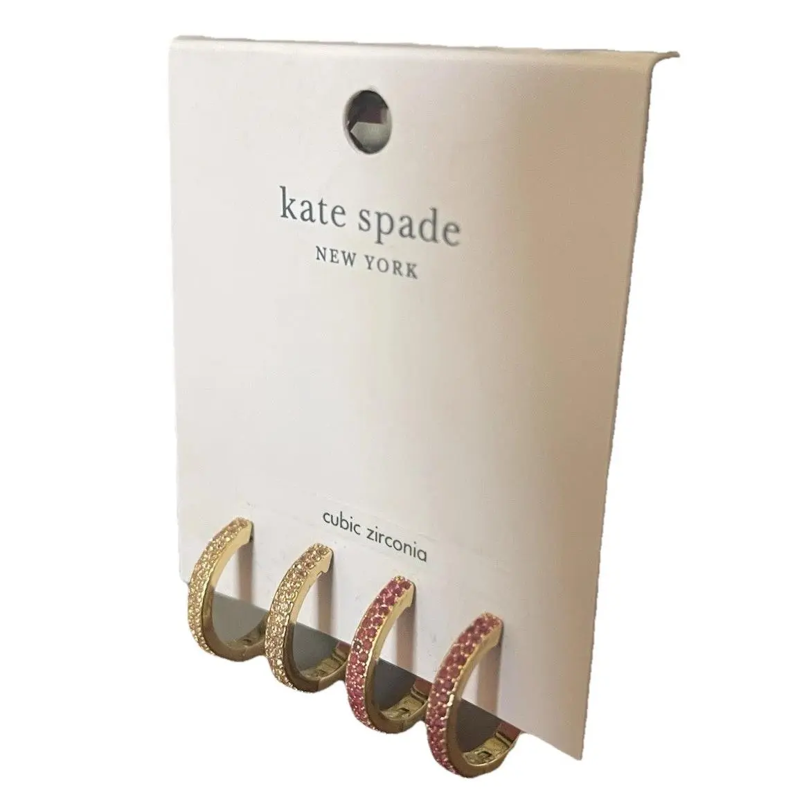 Pink Multi Save The Date Huggie/hoop Gold-tone Earrings by Kate Spade
