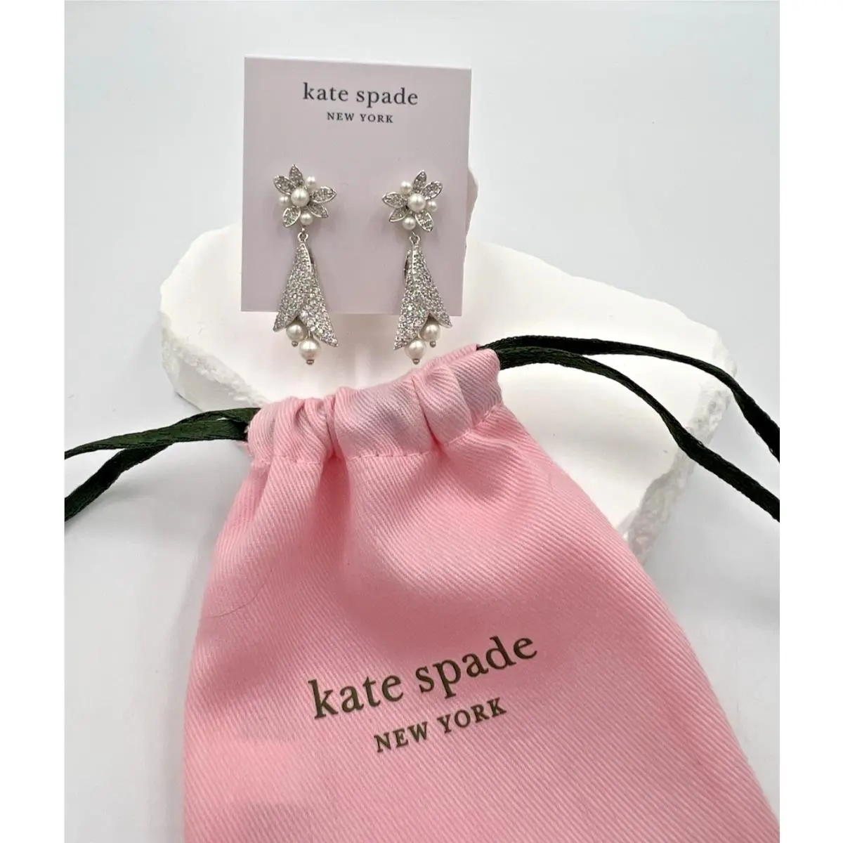 Antique Chic Silver Tone Pearl Earrings W/dust Bag by Kate Spade